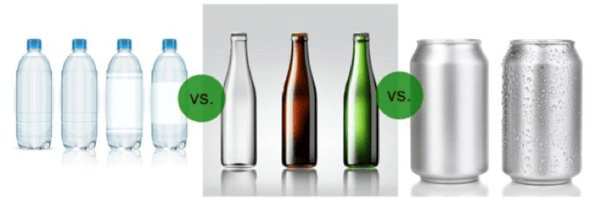 pet bottles vs glass and cans