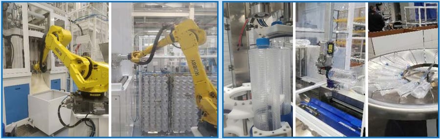 polystyrene bottle packaging: automatic robot